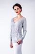 Cashmere Silk Long Sleeve Feather Weight V Neck Shirt Tee Left View 2