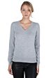 JENNIE LIU Women's 100% Pure Cashmere Long Sleeve Pullover V Neck Sweater(M, Grey)