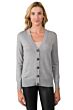 Grey Merino Wool Long Sleeve V Neck Cardigan Sweater Front View