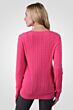 Hot Pink Cashmere Cable-knit Crewneck Sweater back view