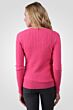 Hot Pink Cashmere Cable-knit V-neck Sweater back view