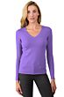 JENNIE LIU Women's 100% Pure Cashmere Long Sleeve Pullover V Neck Sweater(M, Lavender)