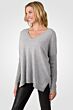 Lt Heather Grey Cashmere Oversized Double V Dolman Sweater left side view