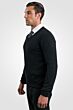 Black Men's 100% Cashmere Long Sleeve Pullover V Neck Sweater Left View