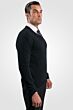 Black Men's 100% Cashmere Long Sleeve Pullover V Neck Sweater Right View