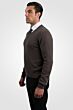Brown Men's 100% Cashmere Long Sleeve Pullover V Neck Sweater Left View