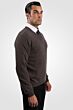 Brown Men's 100% Cashmere Long Sleeve Pullover V Neck Sweater Right View