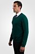 Green Men's 100% Cashmere Long Sleeve Pullover V Neck Sweater Left View