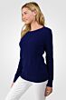 Midnight Blue Cashmere Cable-knit Crewneck Sweater left side view