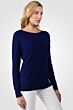 Midnight Blue Cashmere Cable-knit Crewneck Sweater right side view
