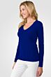 Midnight Blue Cashmere V-neck Sweater left side view