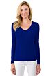 JENNIE LIU Women's 100% Pure Cashmere Long Sleeve Pullover V Neck Sweater(XL, Midnight Blue)