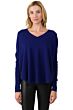 Midnight Blue Cashmere V-neck Circle High Low Sweater front view