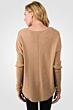 Modern Camel Cashmere V-neck Circle High Low Sweater back view