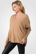 Modern Camel Cashmere V-neck Circle High Low Sweater left side view