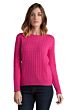 Hot Pink 4-ply Cashmere Cable-Knit Crewneck Sweater Front View