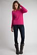 Hot Pink 4-ply Cashmere Cable-Knit Crewneck Sweater Full View