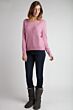 Pink 4-ply Cashmere Cable-Knit V-Nk Sweater Full View