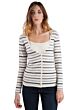 Grey Stripe Cashmere Long Sleeve V Neck Cardigan Front View