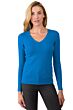 JENNIE LIU Women's 100% Pure Cashmere Long Sleeve Pullover V Neck Sweater(M, OceanBlue)