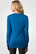Ocean Blue Merino Wool Long Sleeve V Neck Cardigan Sweater Back View