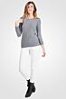 Grey Chloe Cashmere 3/4 sleeves Crewneck Sweater Full View