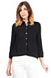 Black 4-ply Cashmere Cable-Knie Crop Cardigan Sweater Front View