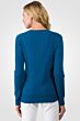Peacock Blue Cashmere Cable-knit Crewneck Sweater back view