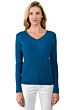 Peacock Blue Cashmere Cable-knit V-neck Sweater front view