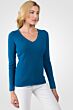 Peacock Blue Cashmere V-neck Sweater right side view