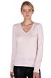 JENNIE LIU Women's 100% Pure Cashmere Long Sleeve Pullover V Neck Sweater(M, Petal Pink)