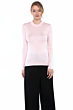 JENNIE LIU Tissue Weight 55% Silk 45% Cashmere Ribbed Long Sleeve Crew Neck Sweater