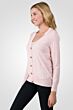 Pink Merino Wool Long Sleeve V Neck Cardigan Sweater Left View