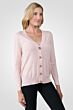 Pink Merino Wool Long Sleeve V Neck Cardigan Sweater Right View