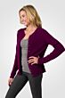 Plum Cashmere Button Front Cardigan Sweater left side view