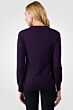 Purple Merino Wool Long Sleeve V Neck Cardigan Sweater Back View