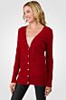 Red Cashmere Cable-knit V-neck Long cardigan Sweater left side view