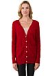 Red Cashmere Cable-knit V-neck Long cardigan Sweater front view