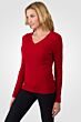 Red Cashmere Cable-knit V-neck Sweater left side view