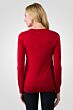 Red Merino Wool Long Sleeve V Neck Cardigan Sweater Back View