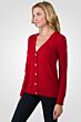 Red Merino Wool Long Sleeve V Neck Cardigan Sweater Left View