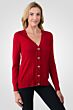 Red Merino Wool Long Sleeve V Neck Cardigan Sweater Right View