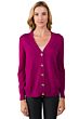 Rose Merino Wool Long Sleeve V Neck Cardigan Sweater Front View