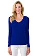 JENNIE LIU Women's 100% Pure Cashmere Long Sleeve Pullover V Neck Sweater(M, RoyalBlue)