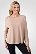 Sand Brown Cashmere Boatneck Raglan Sweater right side view
