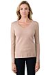 Sand Brown Cashmere V-neck Sweater front view