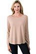 Sand Brown Cashmere Boatneck Raglan Sweater front view
