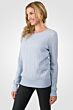Sky Heather Cashmere Cable-knit Crewneck Sweater left side view
