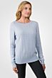 Sky Heather Cashmere Cable-knit Crewneck Sweater right side view