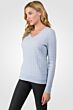 Sky Heather Cashmere Cable-knit V-neck Sweater left side view